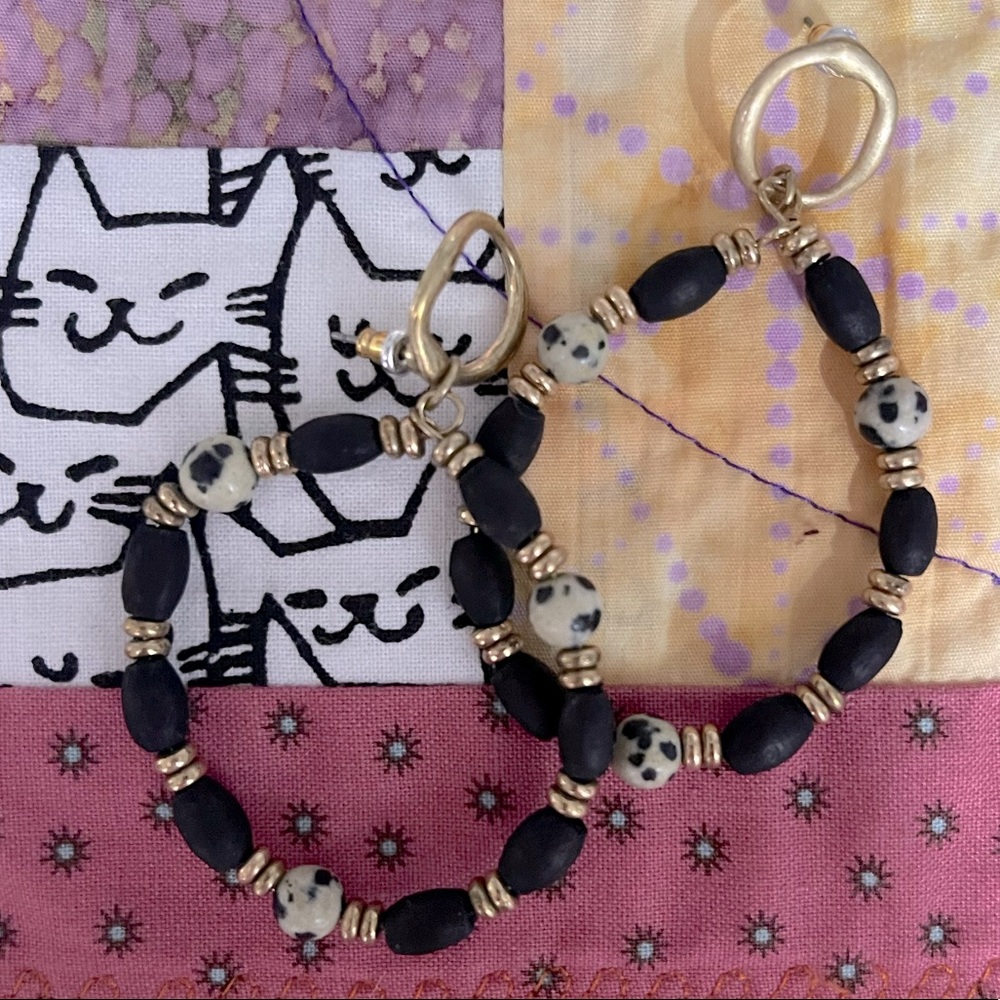 Black and White Speckled Earrings